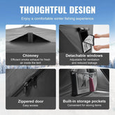 Portable Ice Shelter, 3-4 Person Pop-Up Ice Fishing Tent, 43 Square Feet Fishable Area, Ice Shanty for Winter Fishing, Waterproof Oxford Ice Cube with Anchors/Ropes/Carrying Bag, 90"x90", Black